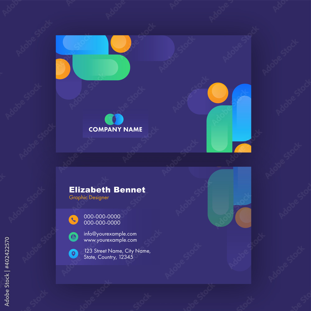 Naklejka premium Abstract Business Card With Double-Sides Present For Graphic Designer.