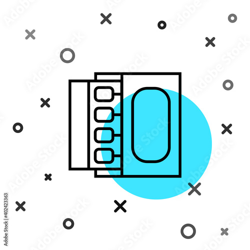 Black line Open matchbox and matches icon isolated on white background. Random dynamic shapes. Vector.
