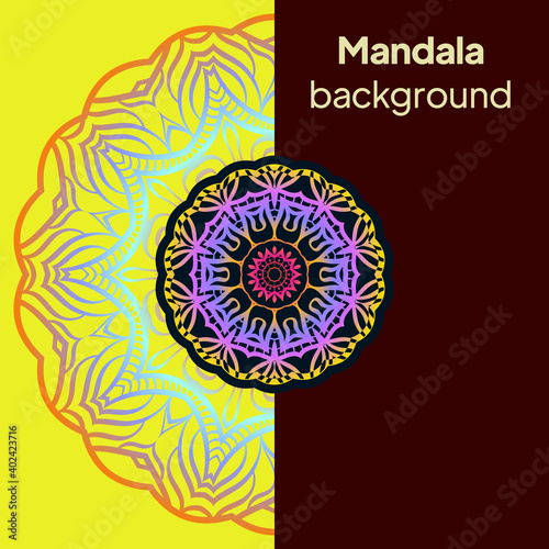 Flyer pages Ornament Illustration Concept with Mandala. Vintage Art Indian, Magazine. Vector Decorative Layout Design. Vector