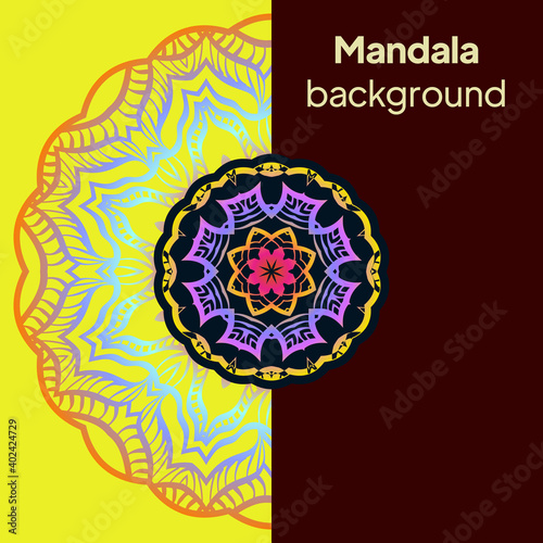 Cards or Invitations with tribal ethnic mandala ornament. For wedding, bridal, Valentine's day, greeting card or birthday invitation. Vector illustration