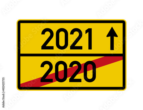Happy New Year 2021 road sign concept © nielsd96