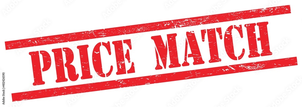 PRICE MATCH text on red grungy rectangle stamp. PRICE MATCH text on red grungy rectangle stamp.
