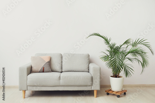 Stylish sofa in interior of...