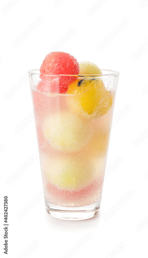 Glass of tasty watermelon cocktail on white background Glass of tasty watermelon cocktail on white background