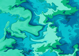 abstract liquid graphic background in combunation of blue ,cyan ,teal and green color. abstract modern graphic element. dynamical colored forms and waves.