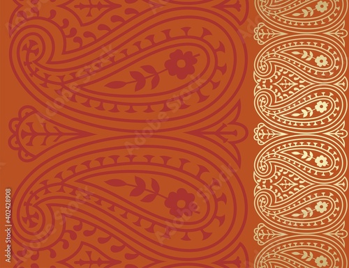 paisley floral pattern , wedding template , royal India	
