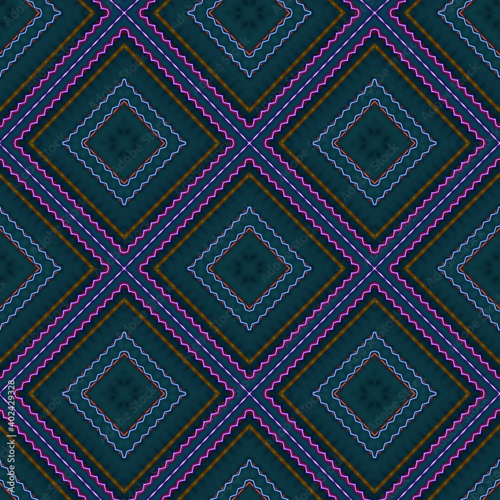 Seamless pattern with symmetric geometric ornament.
Seamless pattern with symmetric geometric ornament.