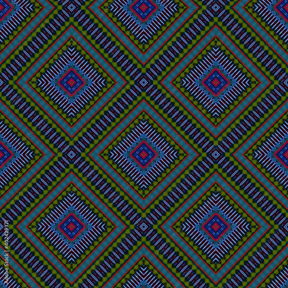 Seamless pattern with symmetric geometric ornament.
Seamless pattern with symmetric geometric ornament.
