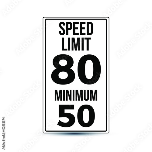 Speed limit 80 and minimum 50 sign vector. Eps10 vector illustration.