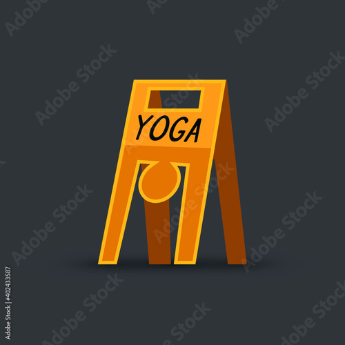 Yoga on yellow sign. Direction sign. Eps10 vector illustration.