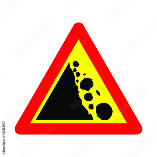Danger falling rocks traffic sign. Eps10 vector illustration.
