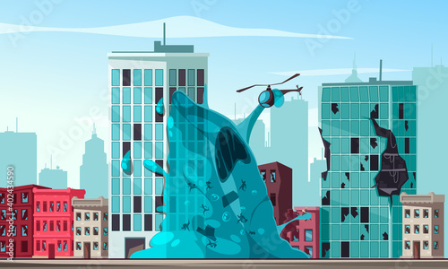 Alien Attacking City Illustration