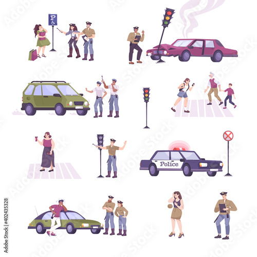 Traffic Police Icons Set