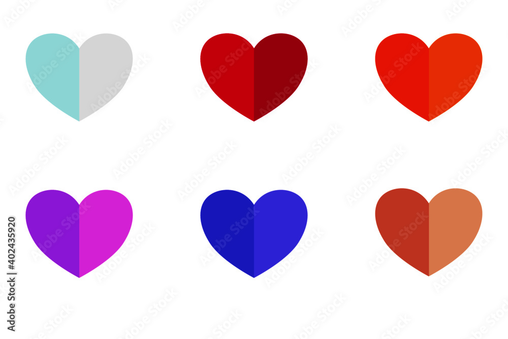 vector six hearts colorful Valentines day