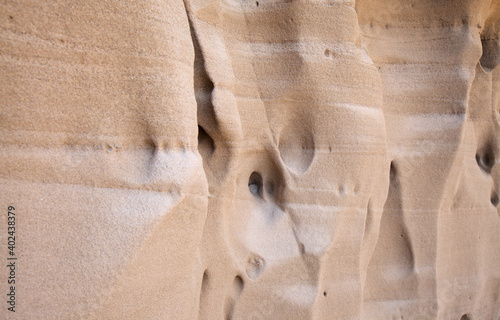 Gran Canaria, amazing sand stone erosion figures in ravines on Punta de las Arenas cape on the western part of the island, also called Playa de Artenara photo