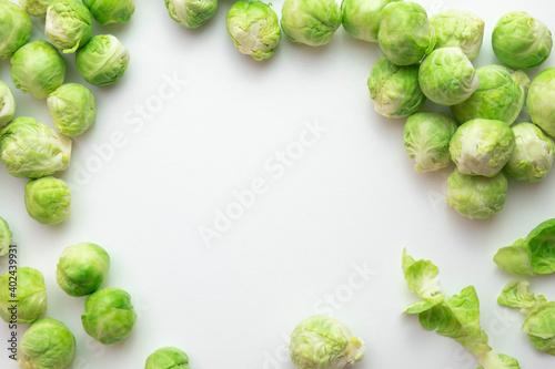 ripe brussels sprouts its leaves are spread out on the table
