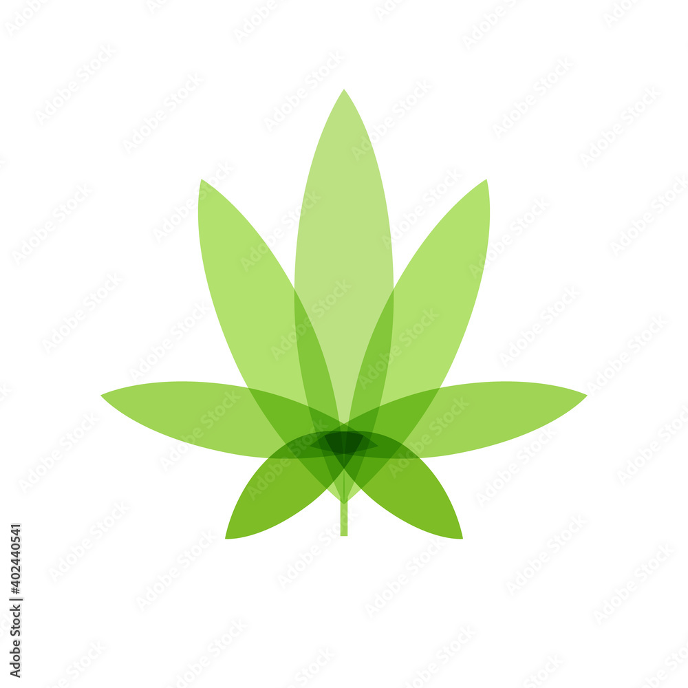 Cannabis leaf on white background logo. Illegal drug natural plant to smoke. Marijuana herbal narcotic cannabis