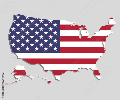 Vector America country map USA, made flag