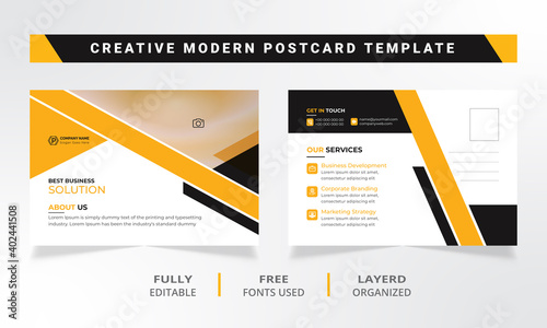 Creative corporate business postcard design template