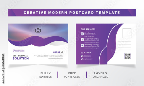 Business modern postcard template design