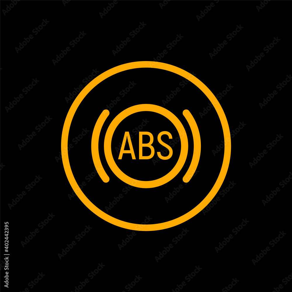 Anti braking abs button logo system. Lock braking system icon symbol illustration