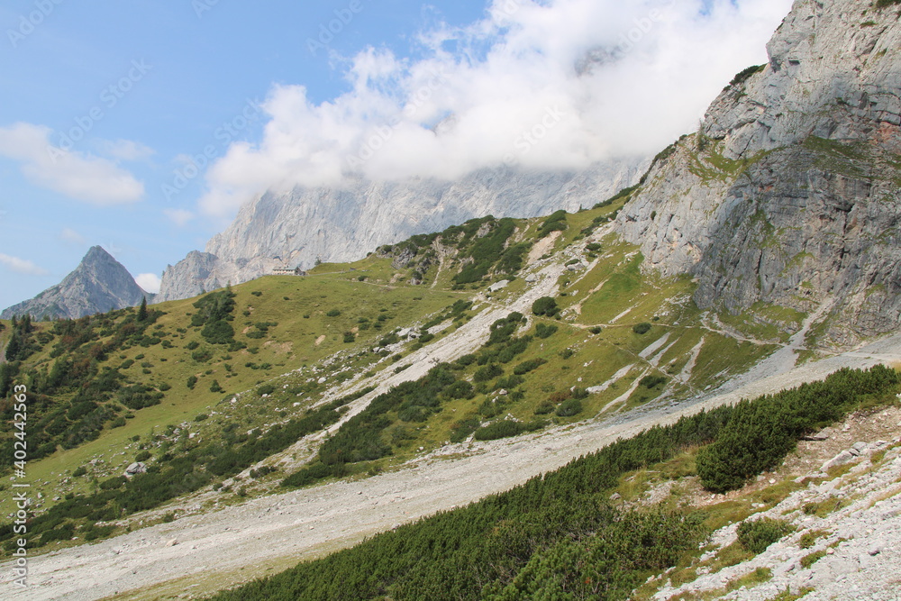 Wanderung im Dachsteingebirge, Südwandhütte, Österreich Wanderung im Dachsteingebirge, Südwandhütte, Österreich