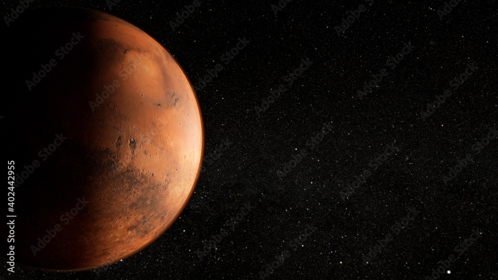 Mars lit from right side