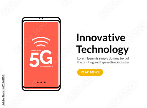5G wireless internet connection network background. High speed 5g data communication mobile phone concept