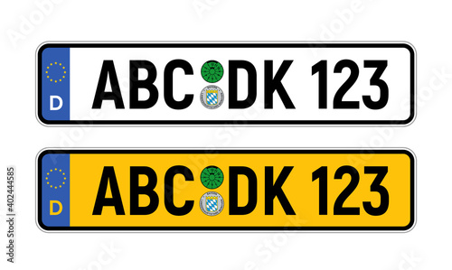 German car license plate vehicle registration isolated sign