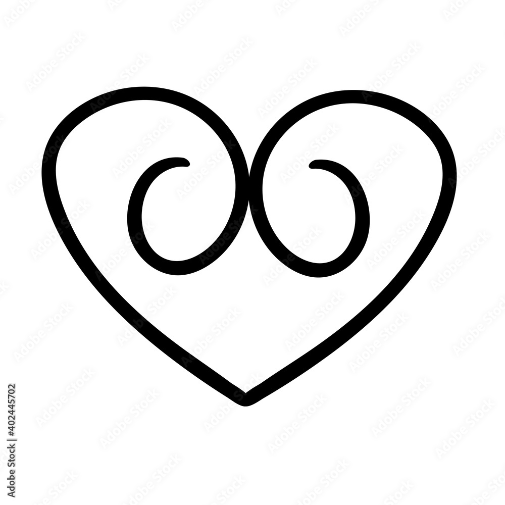 Heart. Vector illustration black and white illustration.