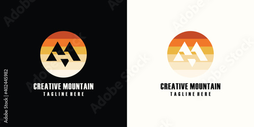 Set of mountain logo design template
