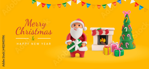 Merry Christmas Yellow Greeting Card