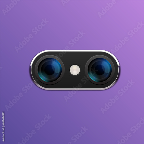 Camera phone lens mobile 3d vector icon. Smart phone camera lense back concept