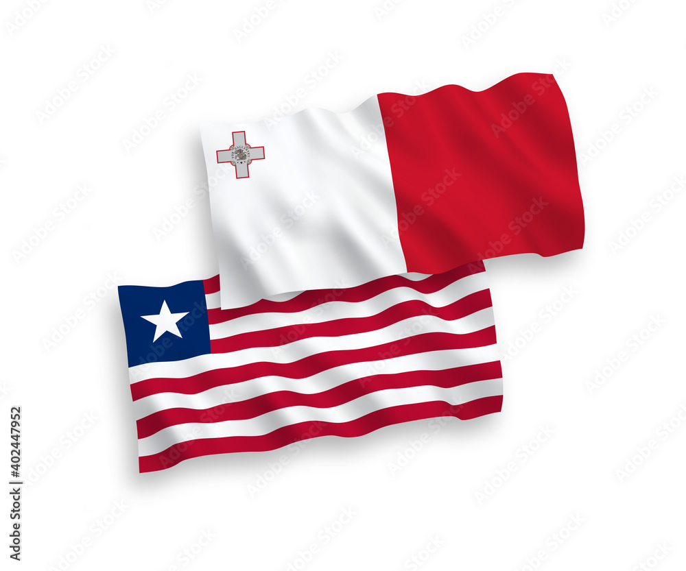 Obraz premium Flags of Malta and Liberia on a white background