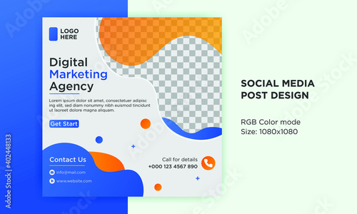 Marketing social media post banner design template