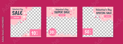 Social media post templates for digital marketing and sales promotion on Valentine's Day. fashion advertising. Offer social media banners. vector photo frame mockup illustration