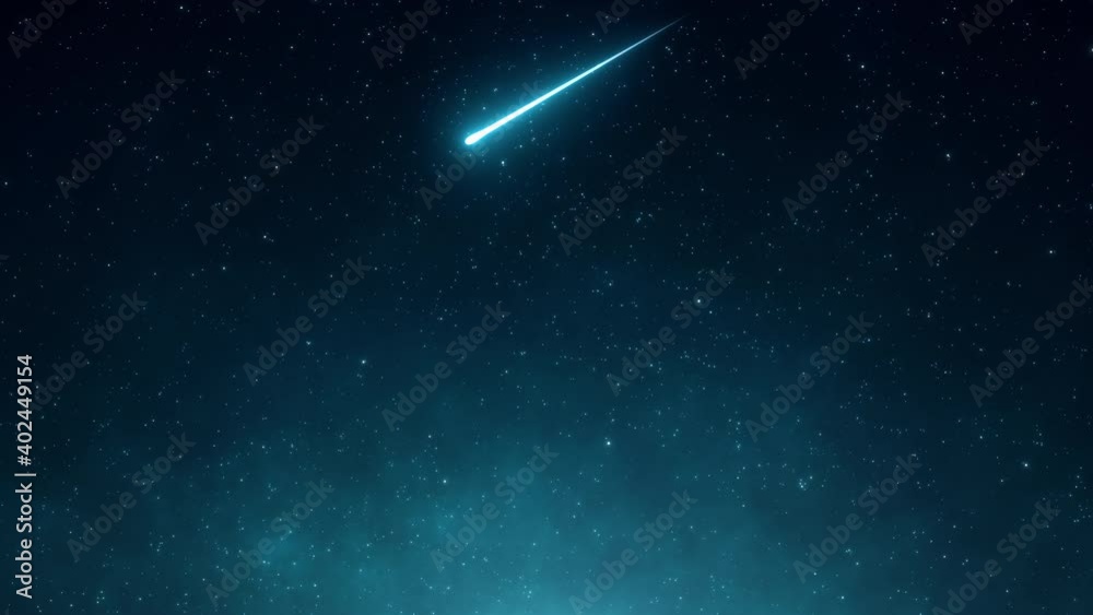 Starry night sky, meteor shower, falling comets, twinkling stars on dark blue space background, blinking lights, beautiful  universe, milky way galaxy. Cosmic seamless loop