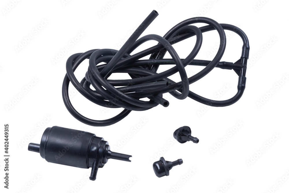 Repair kit for the windshield washer tank of a Russian truck, from four positions, isolated on a white background Repair kit for the windshield washer tank of a Russian truck, from four positions, isolated on a white background