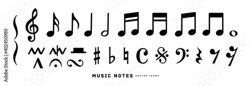 Music notes icon vector illustration set	 photo