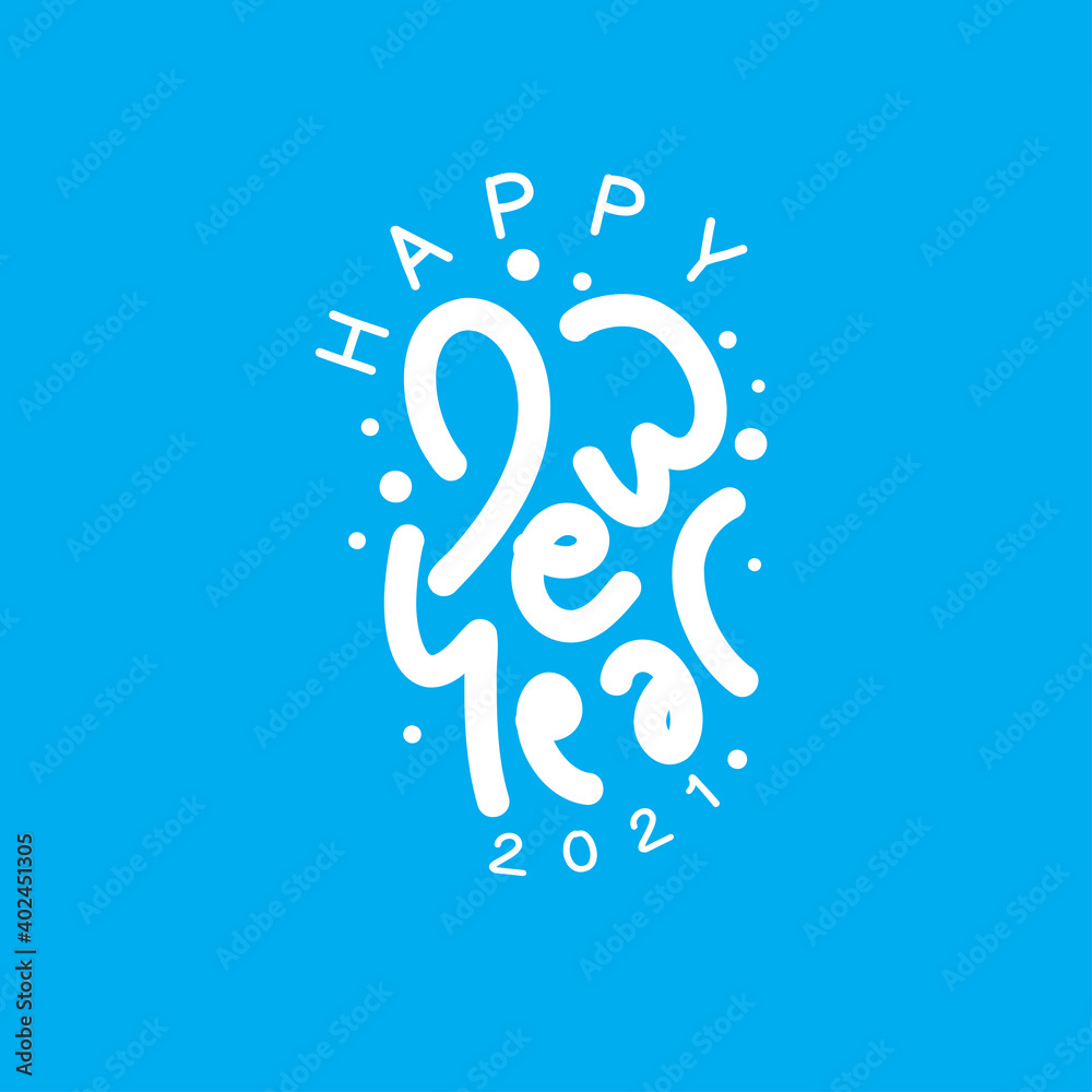 Happy New Year text design for greeting card, calendar or any design. 2021 happy new year design template. Happy New Year text design for greeting card, calendar or any design. 2021 happy new year design template.