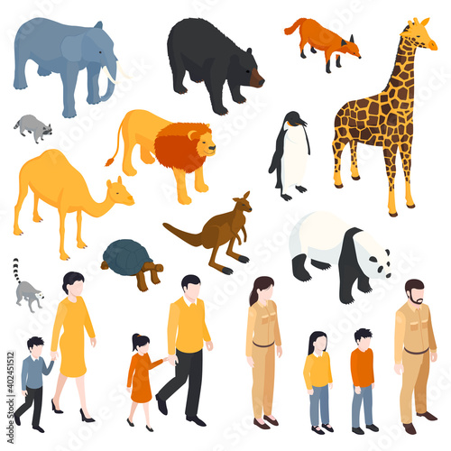 Isometric Zoo Icons Collection