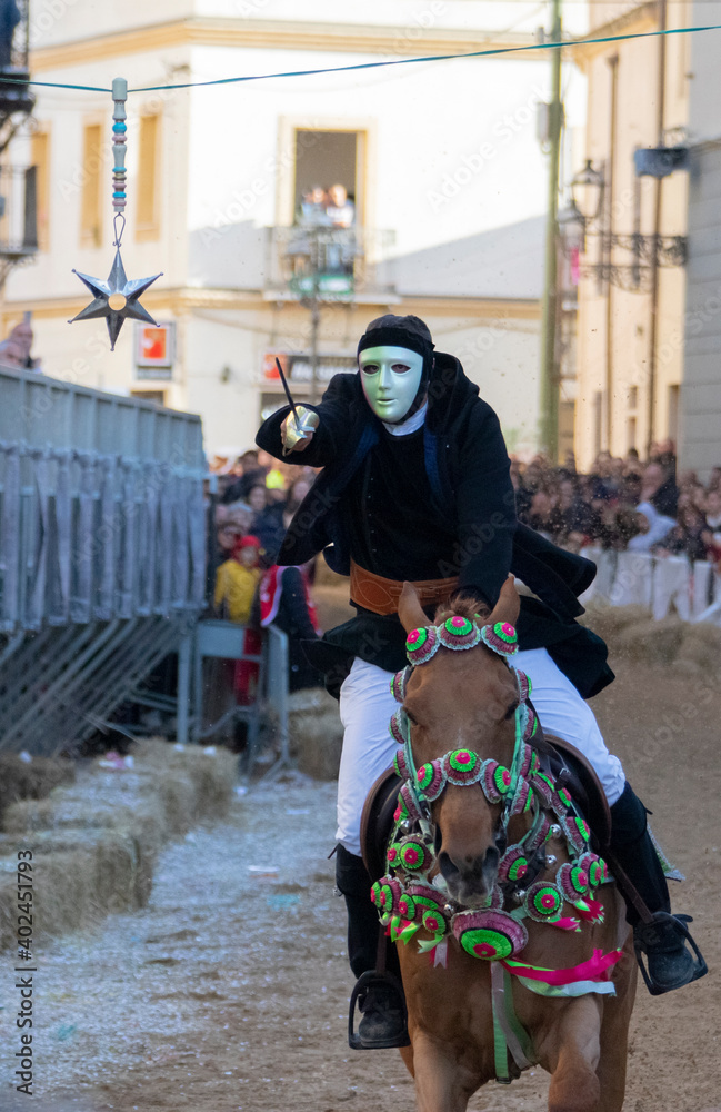 Traditional mask of the horse Sartiglia race in Sardinia
