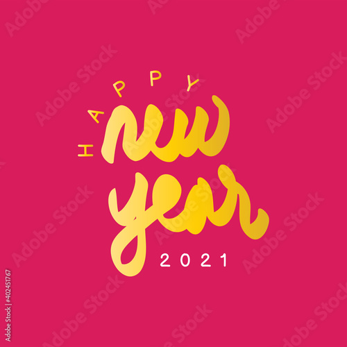 Happy New Year text design for greeting card  calendar or any design. 2021 happy new year design template.