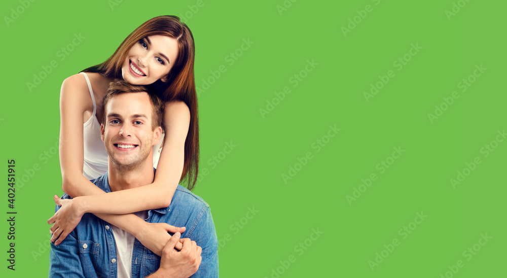 Love, relationship, dating, flirting, lovers, romantic concept - couple, standing close to each other, over green. Copy space for some text. Love, relationship, dating, flirting, lovers, romantic concept - couple, standing close to each other, over green. Copy space for some text.
