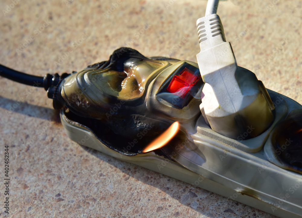 Outlets with switche caught fire in room. Overloaded electrical current