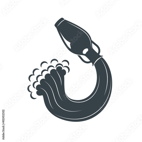 Black jug with water pouring out of it. Astrology zodiac sign Aquarius. Vector flat design web icon illustration.