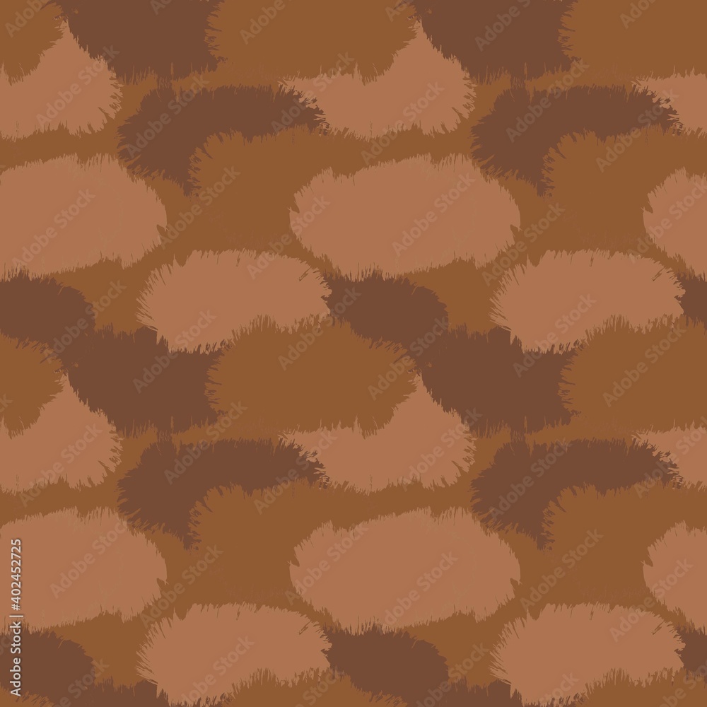 Brown Brush Stroke Camouflage Abstract Seamless Pattern Background