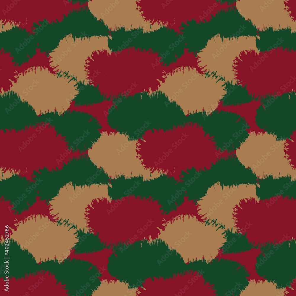 Christmas Brush Stroke Camouflage Abstract Seamless Pattern Background