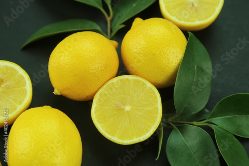 Wallpaper Mural Group of lemons with leaves, isolated on background Torontodigital.ca