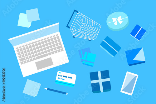 インターネットで買物のイメージイラスト